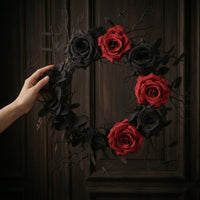 Gothic Wreath Red Halloween Wreath Elegant for Entryway, Homeowners