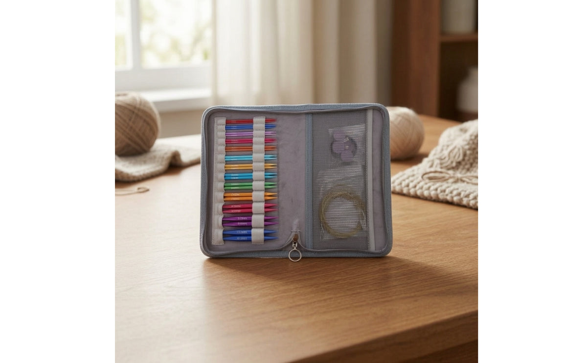 Organized Interchangeable Knitting Needle Kit Compact Circular Knitting Needle Set Smooth Sturdy for Crafters, Travel