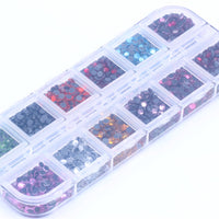 Hotfix Rhinestone Nail Art Kit with Dotting Tool, 12-Grid Box Set for DIY Manicure Decoration