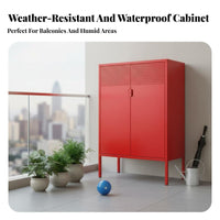 Large Capacity 2-Door Metal Locker sun resistant Low 2-Door Utility Locker Waterresistant Storage Cabinet Multipurpose for Homeowners, Office Workers, Balcony, Kid's Room, Bedroom, Basement