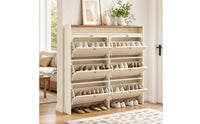 Entryway Cabinet with Flip-down Doors Space-Saving Footwear Storage Cabinet Shoe Organizer for Hallway, Small Apartments