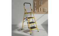 Foldable Design Household Ladder with Double Handrails Anti-Slip Feet Wide Step Folding Ladder Heavy Duty Folding Step Stool with Safety Rails Multi-Purpose for Elderly, Home, Kitchen, Indoor