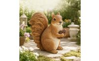 Resin Squirrel Figurine with Pinecone Woodland Squirrel Figurine with Cone Cone Carved Decor Outdoor for Gardeners, Garden, Patio, Balcony, Flower Room