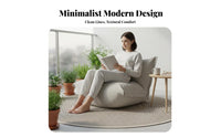 Nordic aesthetic Asymmetrical Upholstered Armchair Statement Piece Lounge Chair Sculptural Design Living Room Seating Ergonomic Comfort for Interior Decorators, Readers, Homeowners, Bedroom, Balcony, perusing niche, Office