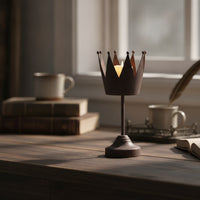 Crown Candle Holder Vintage Metal Candle Holder Tall for Mantel