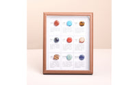 Space-Themed Solar System Display Walnut-Colored Stone Celestial Body Display Educational Tabletop Frame for Desk, Office, Shelf