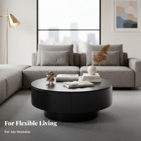 2 Pieces Internal Storage Round Nesting Tables Scratch Resistant Round Nesting Drum Stands Multipurpose Use Coffee Table Set Easy to Clean for Homeowners, Apartment Dwellers, Interior Designers, Small Areas, Lounge Area, Bedroom, Office