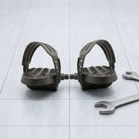 Textured Exercise Bike Pedals Threaded Pedals with Cage Universal Fit Compatible for Home Gym