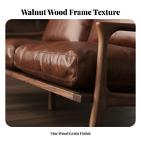 Genuine Leather 3-Seater Wooden Frame Settee Vintage Aesthetic Upholstered Couch Group mid-century-centuryera Modern Design Sofa Sturdy Construction for Apartment Dwellers, Homeowners, Families, Home, Office