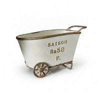 Distressed Tabletop Cart Planter Decorative Metal Cart Planter Old-Fashioned Plant Holder Multi-Purpose for Decorators