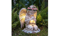 Garden Statue with Solar Lantern Weather-Resistant Angel Figurine with Lantern Solar Garden Figure with Light Outdoor
