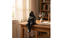Dark Cloaked Figure Statue Sturdy Sitting Statue Creepy Shelf Sitter Spooky for Display Cabinet