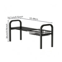 Telescoping Freestanding Sink Shelf Rack Matte Black Wire Basket Sink Organizer Open Design Adjustable Cabinet Shelf