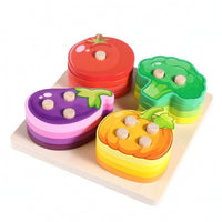 Sorting and Stacking Toy with Pegs Fine Motor Wooden Toy with Peg Columns Early-Learning Color Sorting and Stacking Game for Preschoolers, Classrooms