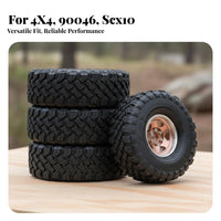 4 Pieces 1.9 Inch RC Crawler Tires High Grip RC Crawler Wheels and Tires Set 1/10 Scale Metal Wheel Hubs