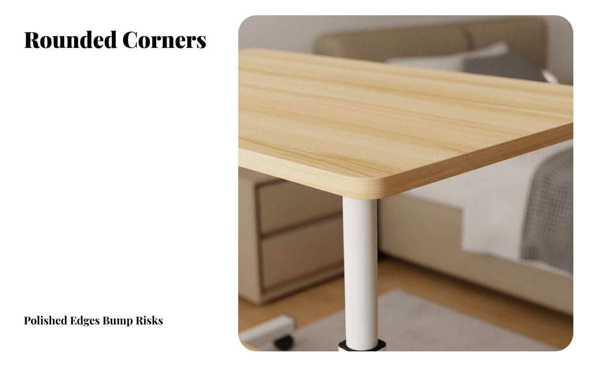 Mobile Design C-Shaped Rolling Cart Multi-Purpose Side Table Space-Saving Nightstand Easy Assembly for Apartment Dwellers, Students, Remote Workers, Bedroom, Living Room, Small Spaces, Home Office
