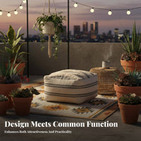 Removable and cleanable Cover Woven Round Footstool Multi-Functional Floor pad Comfortable Seating Pouf Ottoman adaptable Use for Apartment Dwellers, Students, Parents, Living Room, Balcony, Small Spaces, study corner