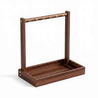 6 Hooks Calligraphy Brush Rack Arched Frame Desktop Brush Organizer Wooden