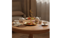 Two-Tier Tray Stand Round Tiered Tray Stand Space-Saving Food Presentation Plate for Hosts, Countertops, Event Displays