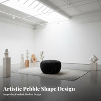 Nordic design Pebble-Shaped Pouf Wabi-Sabi Aesthetic Upholstered Stool Organic Shape Indoor Seating Creative Design for Homeowners, Interior Designers, Living Room, Bedroom, Lounge Area, Home Decoration