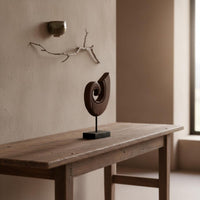 Rustic Minimalist Sculpture Hand-Finished Details Meditative Table Statue Elegant Design Abstract Sculpture for Guesthouse, Hotel Reception Area