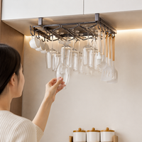 Kitchen Rack Under-Cabinet Storage Rack Gunmetal Gray Tool-Free Under-Hanging Cabinet Stainless Steel