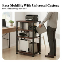 With Wheels Multi-Tier Rolling Trolley Space-Saving Multi-Level Rolling Machine Trolley Multifunctional Printer Stand Lockable Casters for Home Users, Students, Crafters, Small Apartment, Study Room, Under Desk, Bedroom