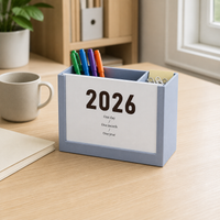 2026 Creative Desk Calendar Pen Holder with Memo Pad and Storage Box