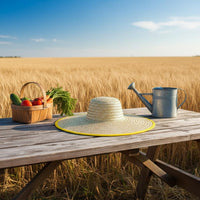 Breathable Wide Brim Straw Hat Lightweight Woven Sun Hat Adjustable Chin Strap Headwear for Farmers, Gardeners, Farming, Outdoor Work