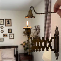 Includes Snuffer Extendable Wall Candle Holder Accordion Arm Candle Sconce Vintage Brass Wall Candlestick for Living Room, Bedroom, Hallway