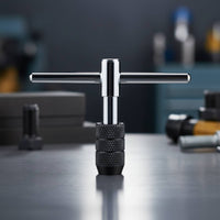 Forward Backward & Lock T-Handle Tap Wrench Long-Lasting Steel Construction Ratcheting Tap Wrench Anti-Slip Grip Manual Thread Tapper for Metalworking, Workshop, Garage, Auto Repair
