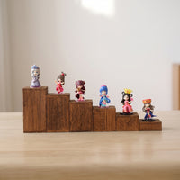 6 Pieces Wooden Display Blocks Solid Wood Modular Riser Blocks Wooden Display Stand Versatile Tiered Riser Stand Geometric