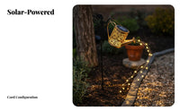 Projection Effect Solar Watering Can Light Weatherproof Hollow-out Garden Lantern Weather Resistant for Yard, Patio, Pathway