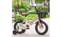Adjustable Folding Cycle with Training Wheels Compact Children Cycle with Training Wheels Beginner-Friendly Foldable Bike with Basket Child's-Sized for Beginners, Park, Neighborhood