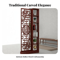 Chinese Design Entryway Screen Space-Saving Design Hollow-out Wood Partition Cabinet Multifunctional Freestanding Room Divider Shelf