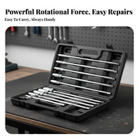 6 Point Sockets T-Handle Socket Wrench Set Heavy Duty T-Type Spanner Set Long-Lasting Hex Socket Wrench Kit Strong Force for Professionals, DIY Enthusiasts, Motorcyclists, Auto Repair, Workshop, Garage, Motorcycle Maintenance