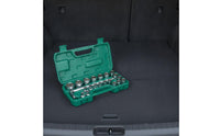 Metric Socket Wrench Set Chrome-Finished Socket Set with Storage Case Mirror Polished Tool Portable for Mechanics, DIYers, Garage, Workshop