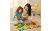 2 Pieces Sensory Puzzle Floor Mat Interlocking Textured Sensory Floor Tiles Tactile Mats Educational Puzzle Mats Soft