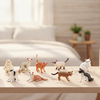 12 Pieces Collectible Cat Figurines Assorted Miniature Cat Figures Tiny Miniatures Painted for Crafters, Desk Decor