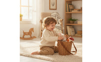 Handwoven Rattan Backpack Basket Hands-Unrestricted Basket with Shoulder Straps Lightweight Long-Lasting for Children, Picnic