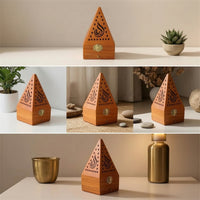Aromatic Burner with Drawer Wooden Censer Hollow-out for Home Decor