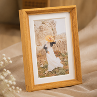 Solid Wood Frame Teak Photo Stand Modern Design Photo Frame Dual Use for Tabletop
