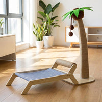 Elevated Cat Bed Wood Lounger, Open Elevated Pet Bed for Indoor Cats, Beach Chair for Cats Style, Raised Resting Place Indoor Cat Furniture