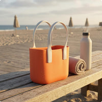 Glossy EVA Tote Handbag uncoveredTop Structured Tote Bag Rounded Corners Rectangular Loop-Handle Bag Boxy