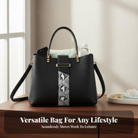 Top Handle Crossbody Bag Large Capacity PU Leather Shoulder Bag Spacious Interior Top Handle Satchel for Moms, Work, Shopping