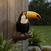 Realistic Design Toucan Statue Vibrant Colors Resin Bird Sculpture Weather Resistant for Garden, Patio
