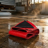 Heavy-Duty Waterproof PE Tarpaulin, Red/Black, UV-Resistant, High-Density Woven Cover Cloth