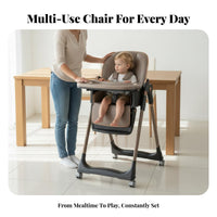 Space Saving Foldable Baby Dining Chair Easy to Clean Foldable Toddler Feeding Chair Detachable Double Tray Convertible Feeding Seat 5-Point Harness for Toddlers, Infants, Grandparents, Kitchen, Home, Living Room, Travel