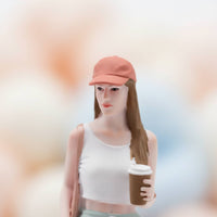 Girl Figure Holding Coffee Colorful Coffee Cup Figurine Highly Detailed