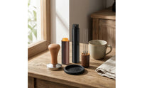 4 Pieces Coffee Tamping Kit Stainless Steel Espresso Prep Set with Mat Coffee Professional Tool Set with Tamper Ergonomic